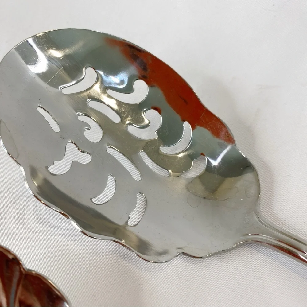 Reed & Barton Brookshire Stainless Steel Slotted Serving Spoon And Berry Spoon